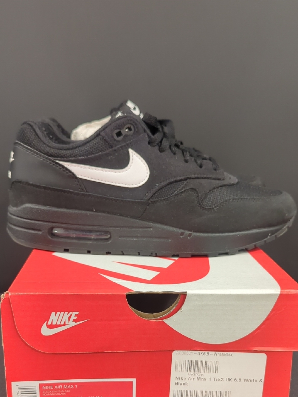 Men's Nike Air Max 1 Trk3 Black/White-Black Size 7.5M